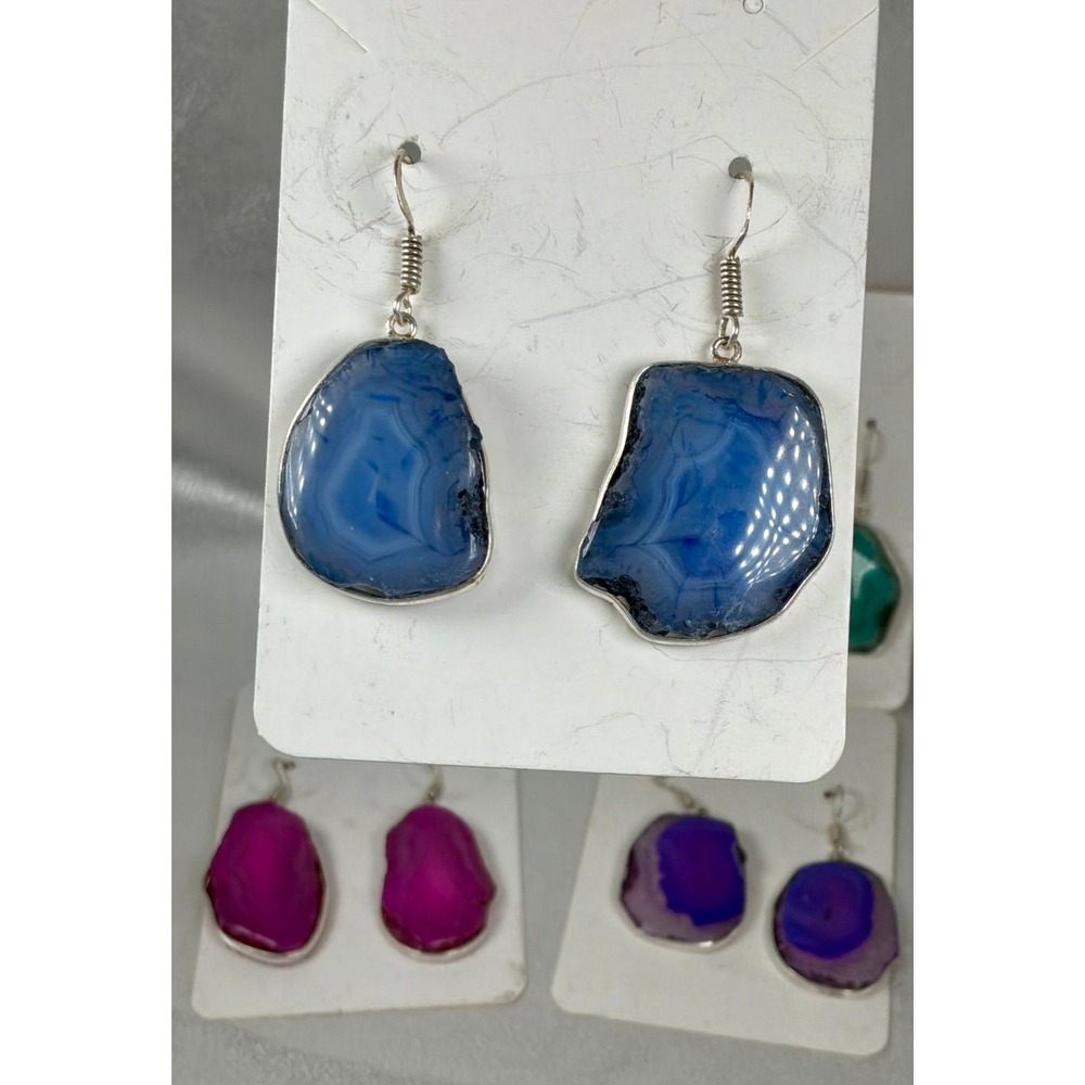 💗💙💚💜 Sliced Agate Earring Bundle | 4 Pair Bold Statement Set - Picture 5 of 5